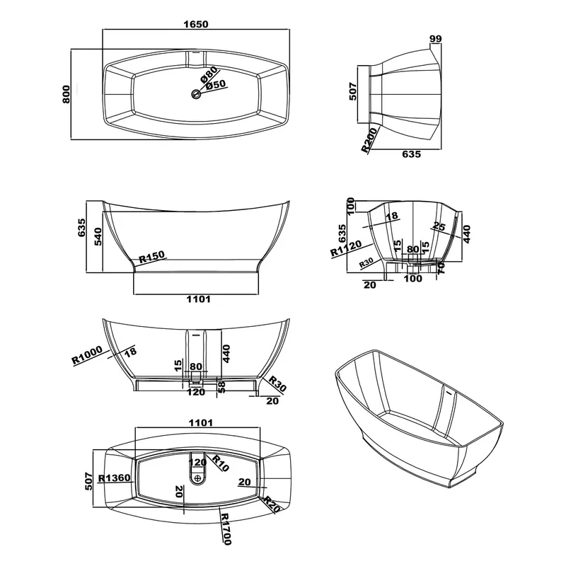 BTS93 Free Standing Bathtub