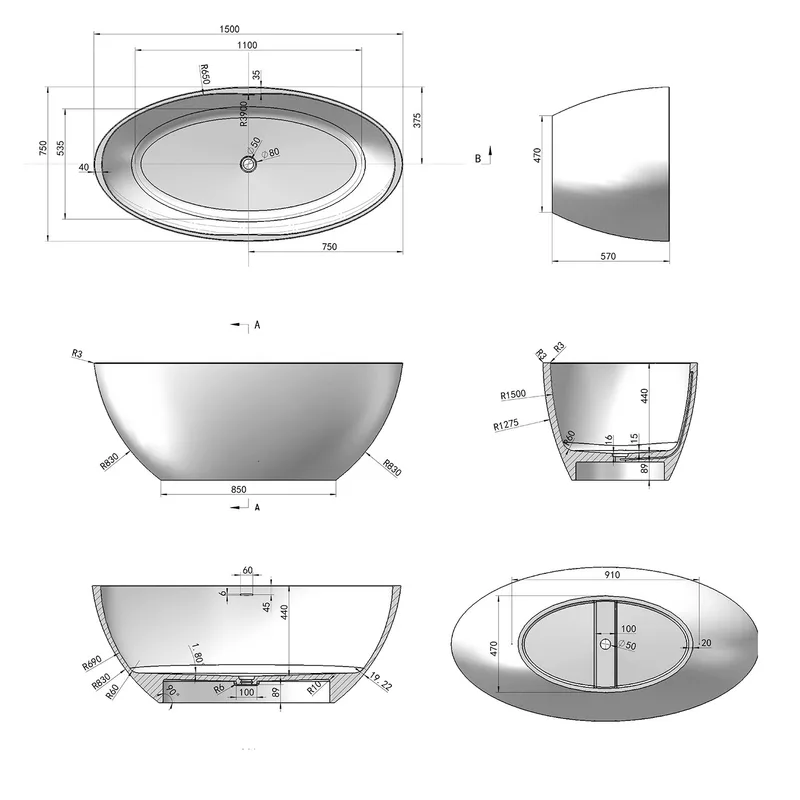 BTS96 Free Standing Bathtub