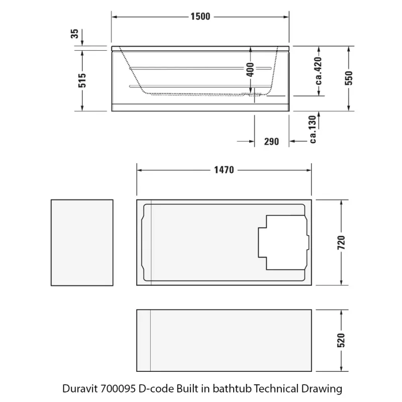 Duravit 700095 D-Code Built-In Bathtub