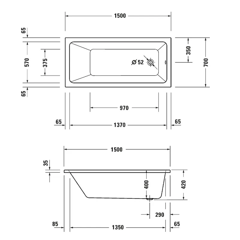 Duravit DRV-700487 Built-In Bathtub