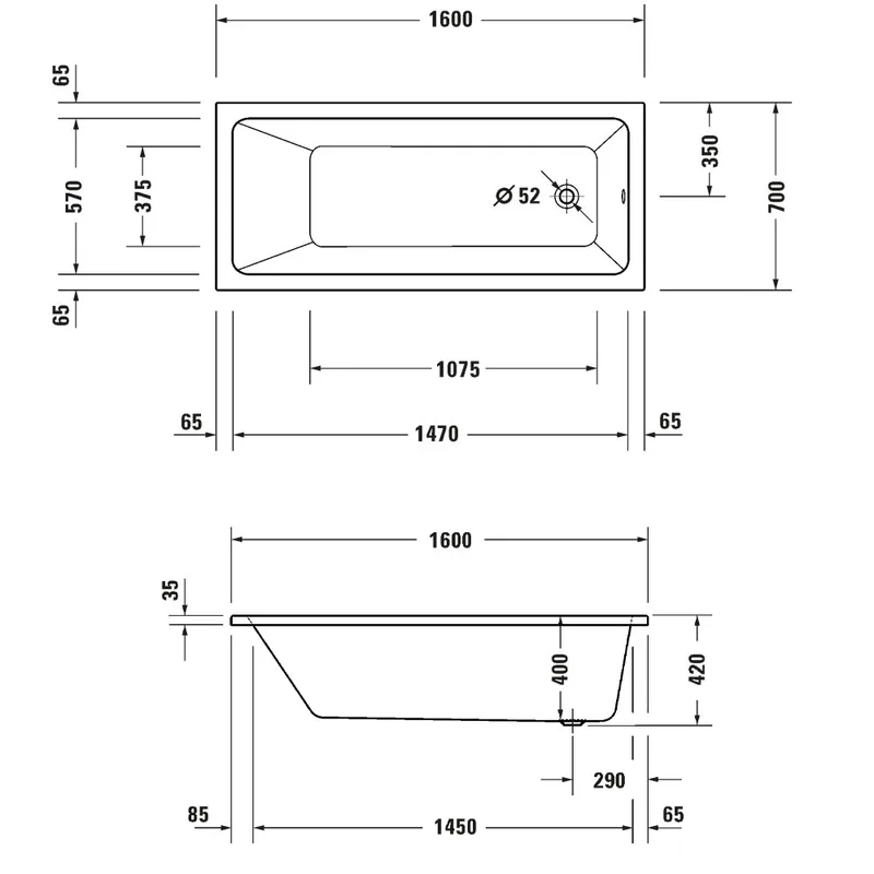 Duravit DRV-700488 Built-In Bathtub