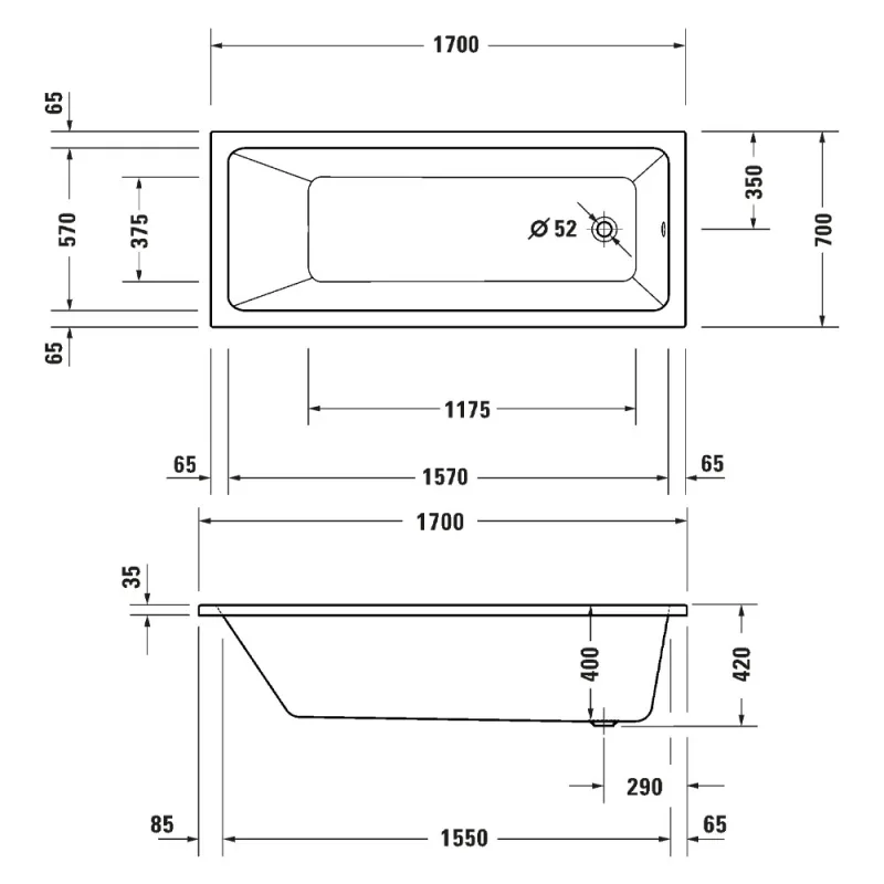 Duravit DRV-700489 Built-In Bathtub