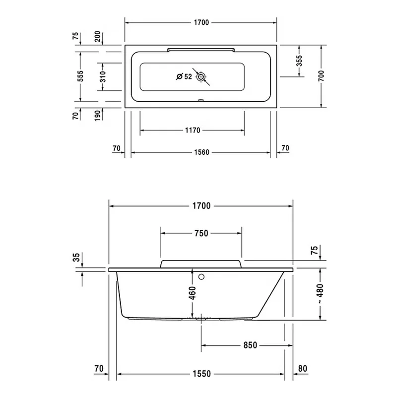 Duravit DuraStyle 700295 Built-In Bathtub