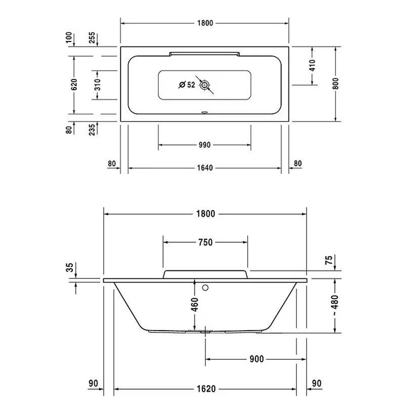 Duravit DuraStyle 700298 Built-In Bathtub