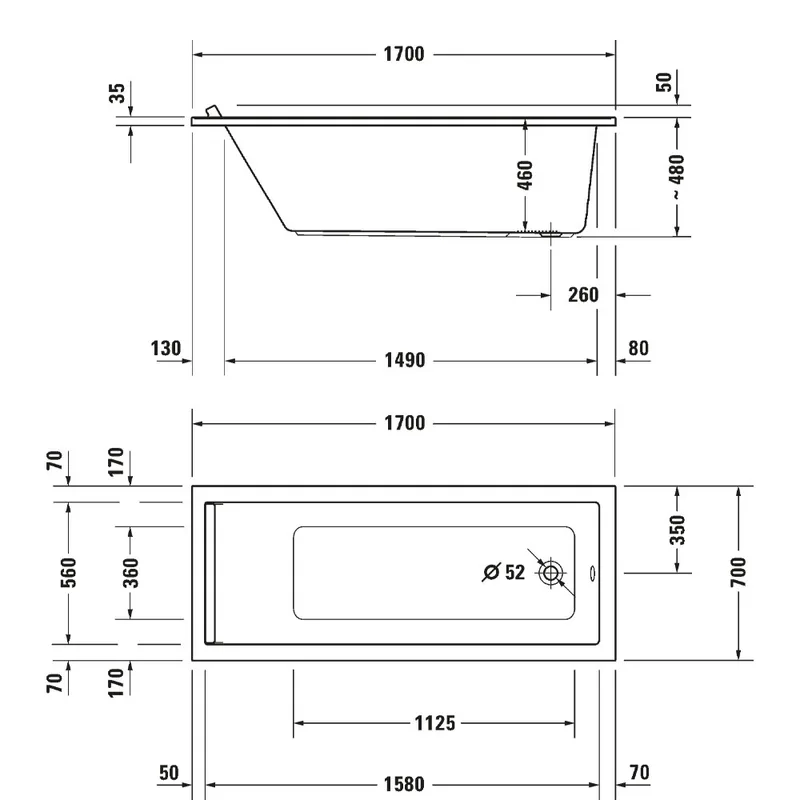 Duravit Starck 700334 Built-In Bathtub