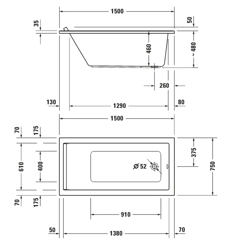 Duravit Stark 700332 Built-In Bathtub