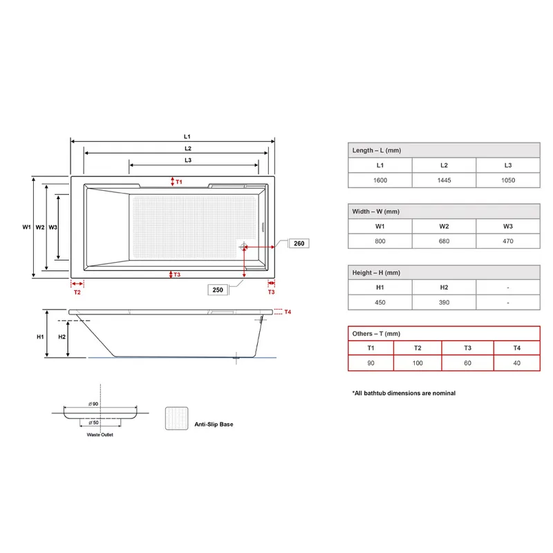 KATIA Built-In Bathtub