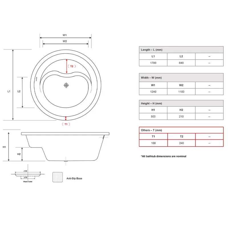 ORLENE Built-In Bathtub