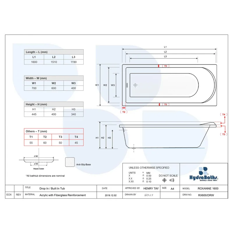ROXANNE1600 Bathtub