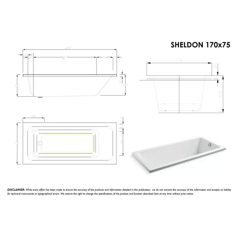 Sheldon 170x75 Built-In Bathtub