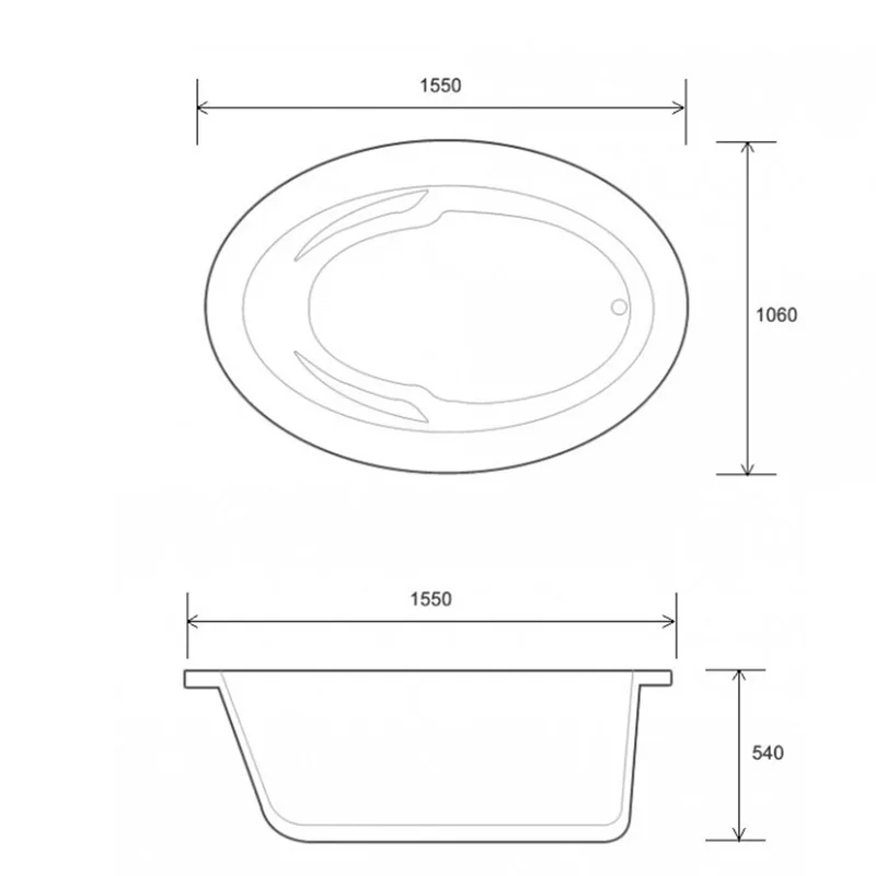 Soft Bathtub Oval Built-In Bathtub