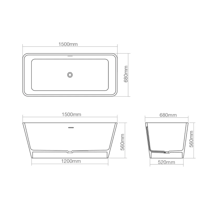 Z8603 Translucent Resin Bathtub