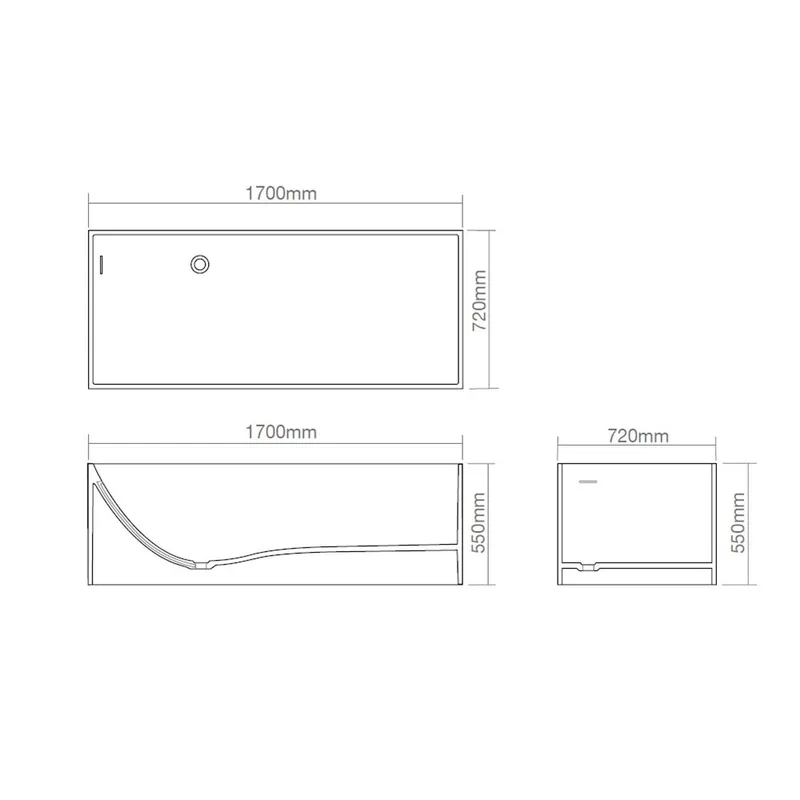Z8607 Solid Surface Bathtub Light Grey