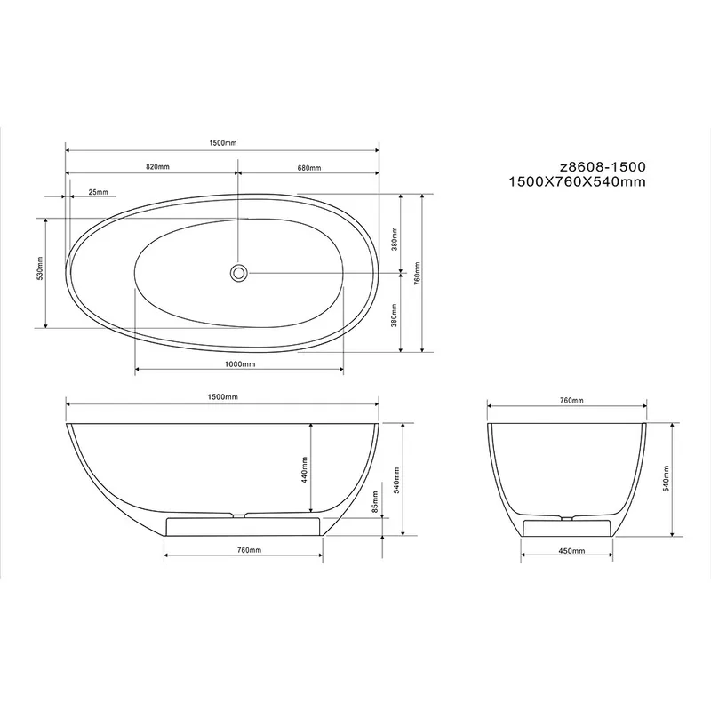 Z8608 Solid Surface Bathtub Hermes Orange
