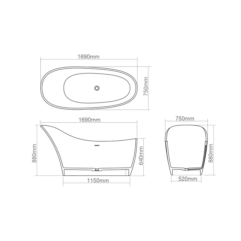 Z8613 Solid Surface Bathtub