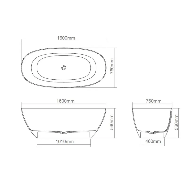 Z8628 Solid Surface Bathtub Deep Grey
