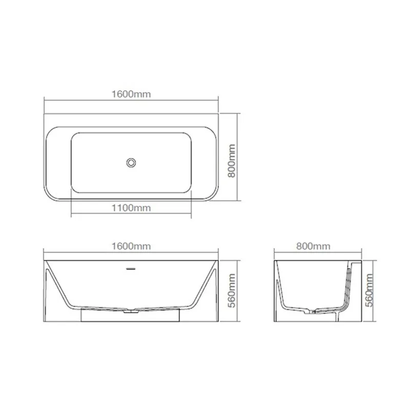 Z8665 Solid Surface Bathtub Blackish Green