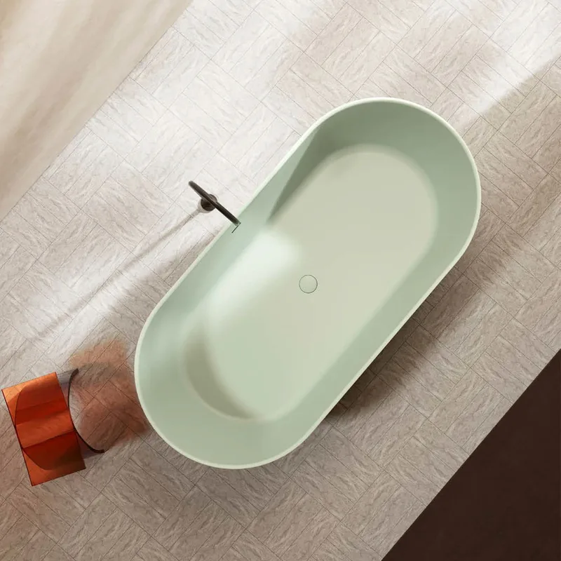 Z8670 Solid Surface Bathtub Light Grey Green