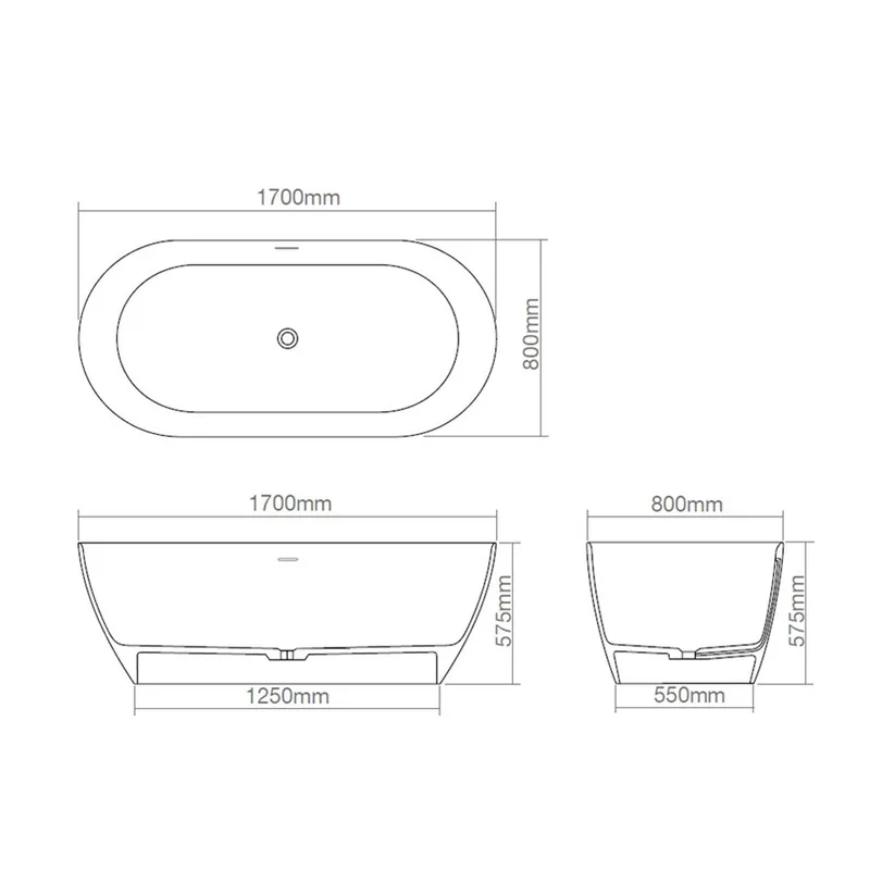 Z8670 Solid Surface Bathtub Light Grey Green