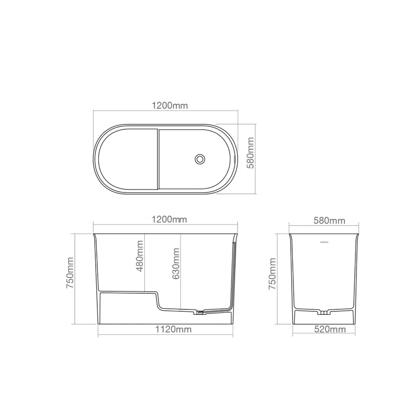 Z8701 Solid Surface Bathtub (Deep Soaking)
