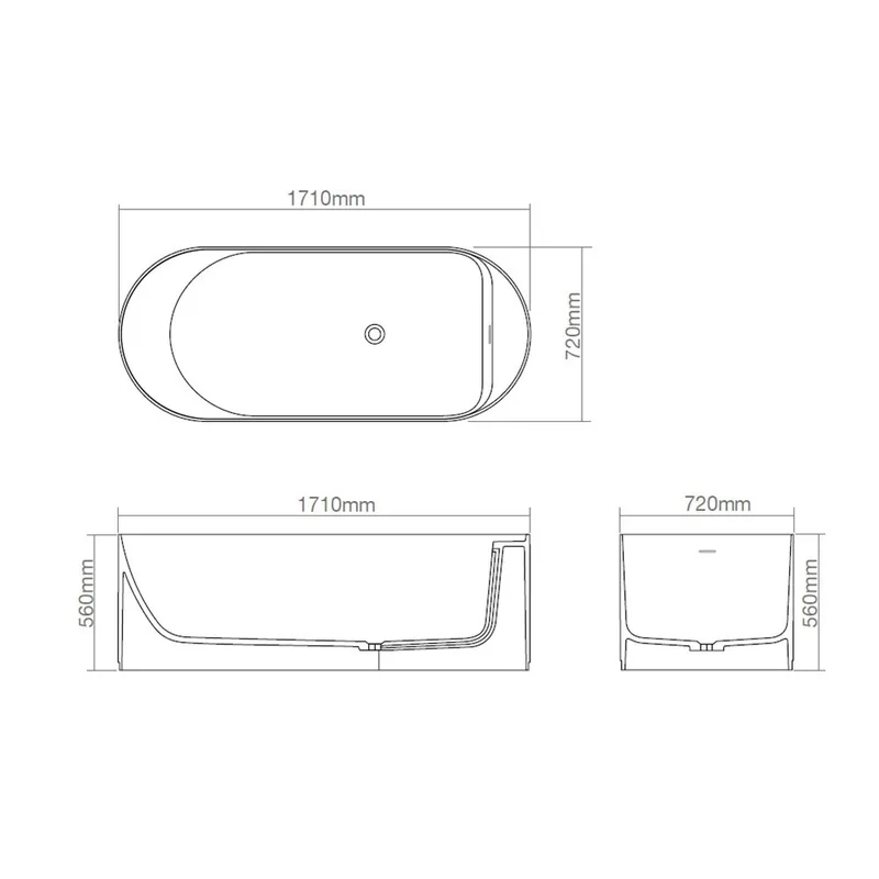Z8801 Solid Surface Bathtub Dark Camel