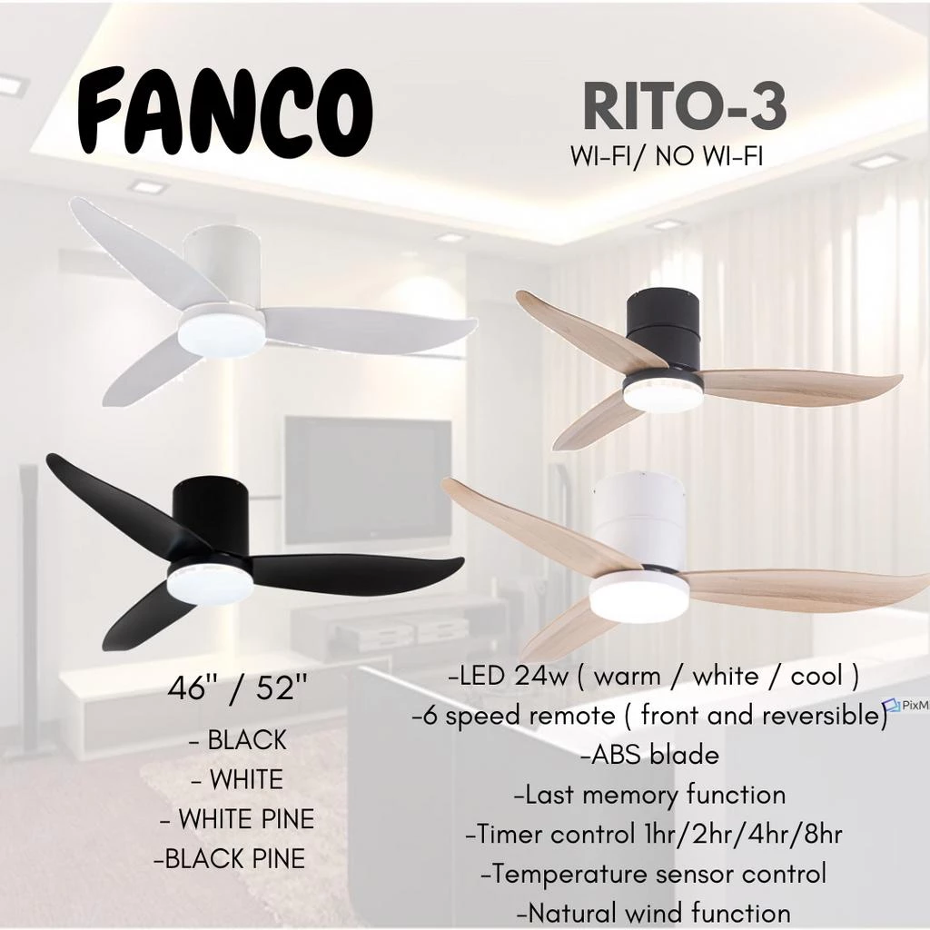 Fanco Rito-3 Hugger DC Smart Ceiling Fan