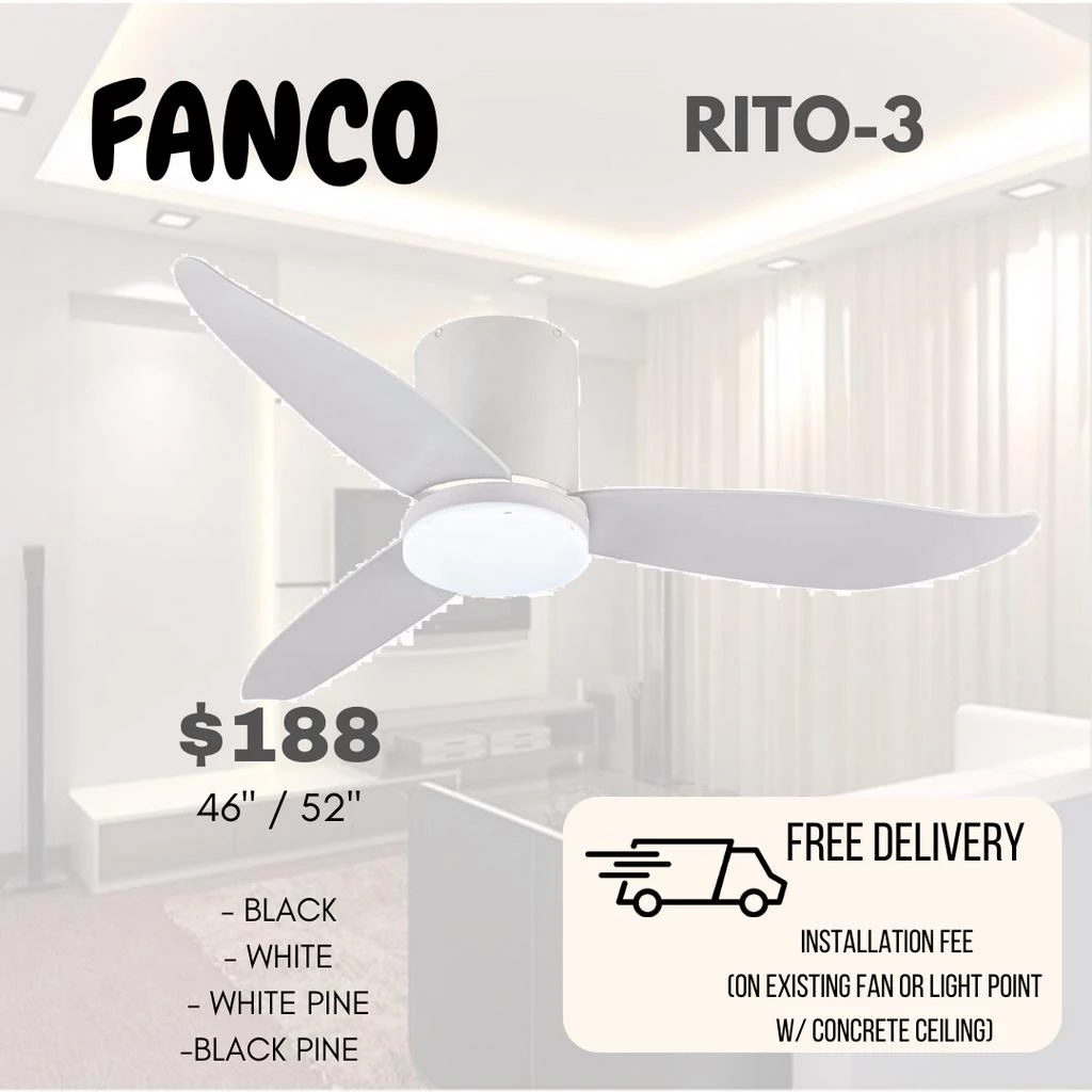 Fanco Rito-3 Hugger DC Smart Ceiling Fan