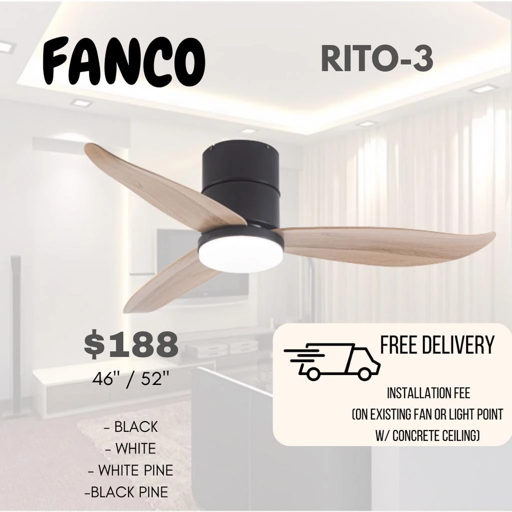 Fanco Rito-3 Hugger DC Smart Ceiling Fan