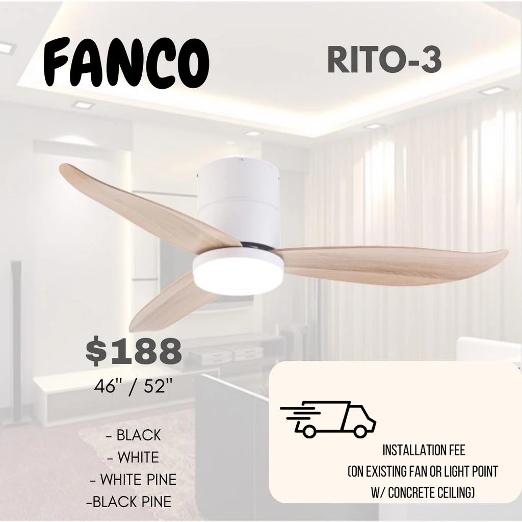 Fanco Rito-3 Hugger DC Smart Ceiling Fan