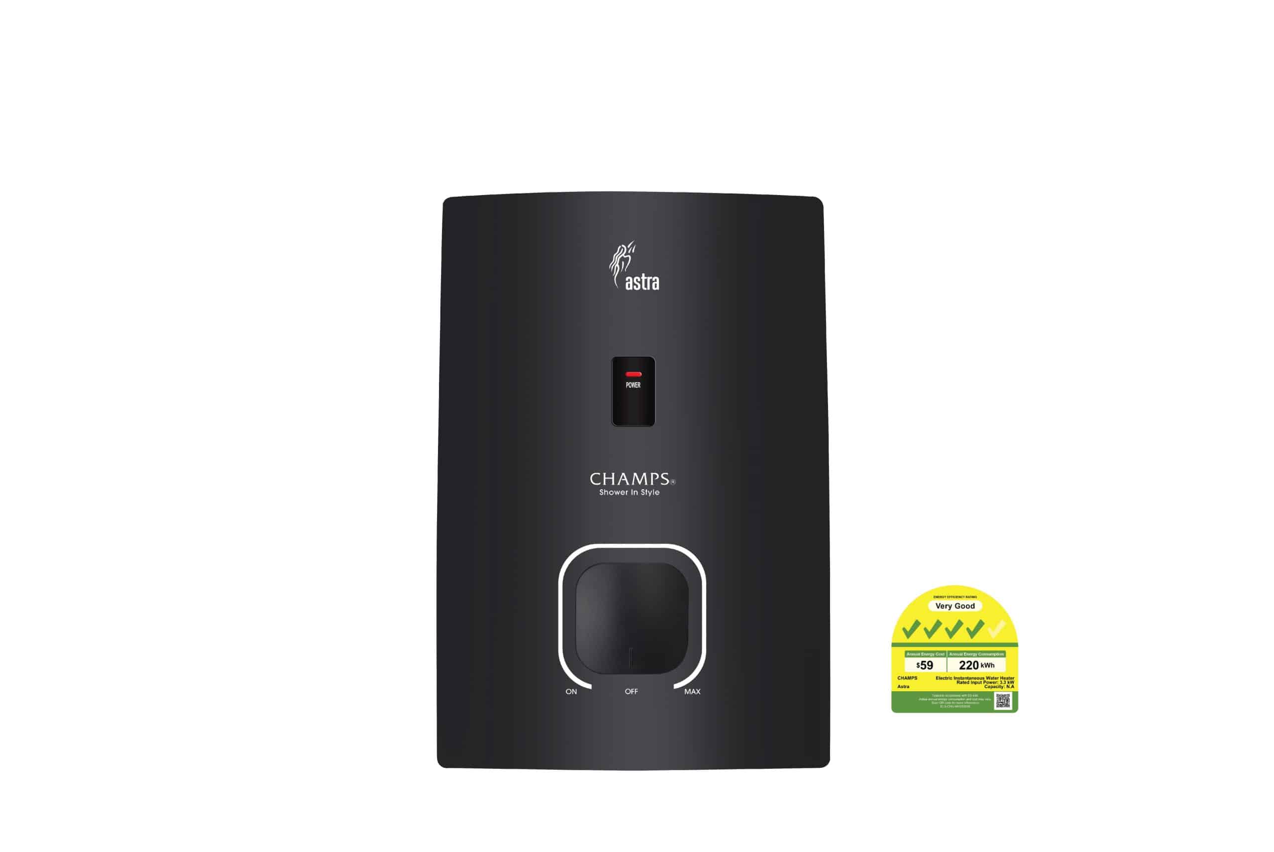Champs Astra Instant Water Heater (Carbon Black)