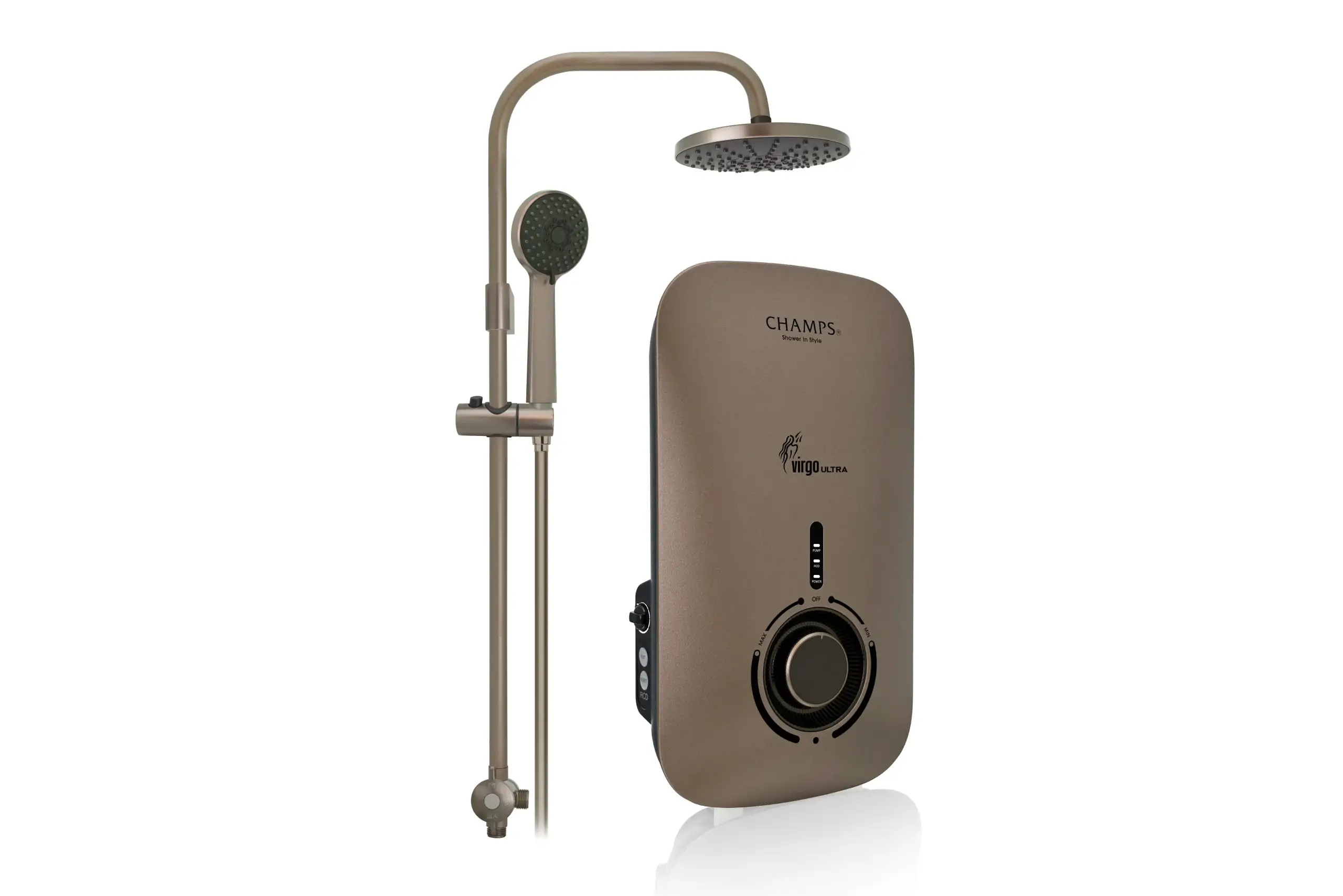 Champs Virgo Ultra Instant Water Heater (Gunmetal, Rain Shower Set)