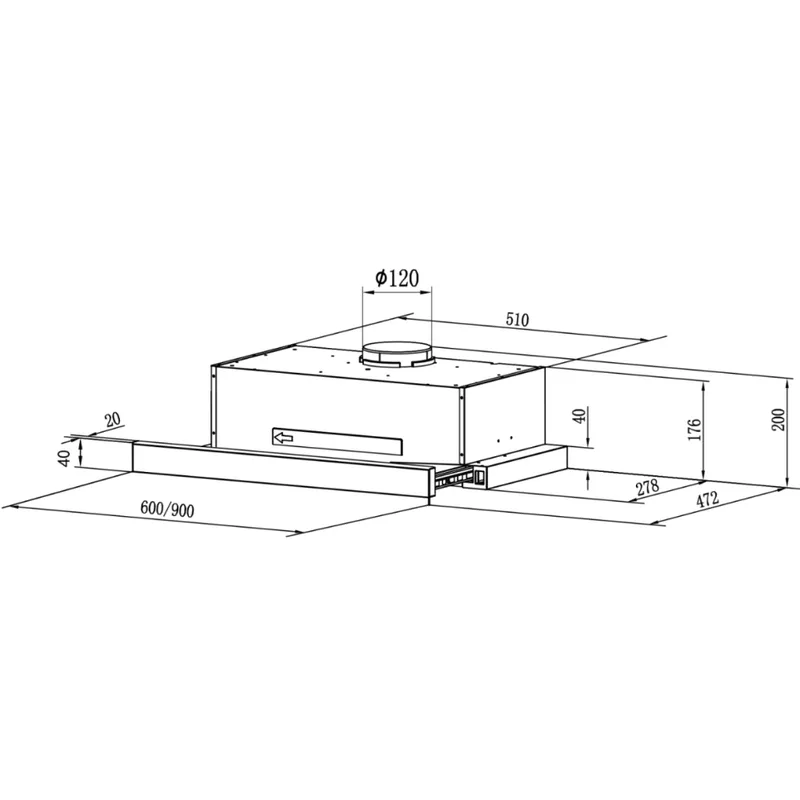 60cm Telescopic Hood - TF 5294/60 BK