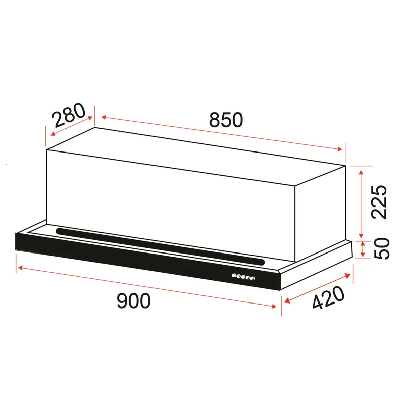 Cooker Hood 90CM - POWER SLIM 90 X/VL