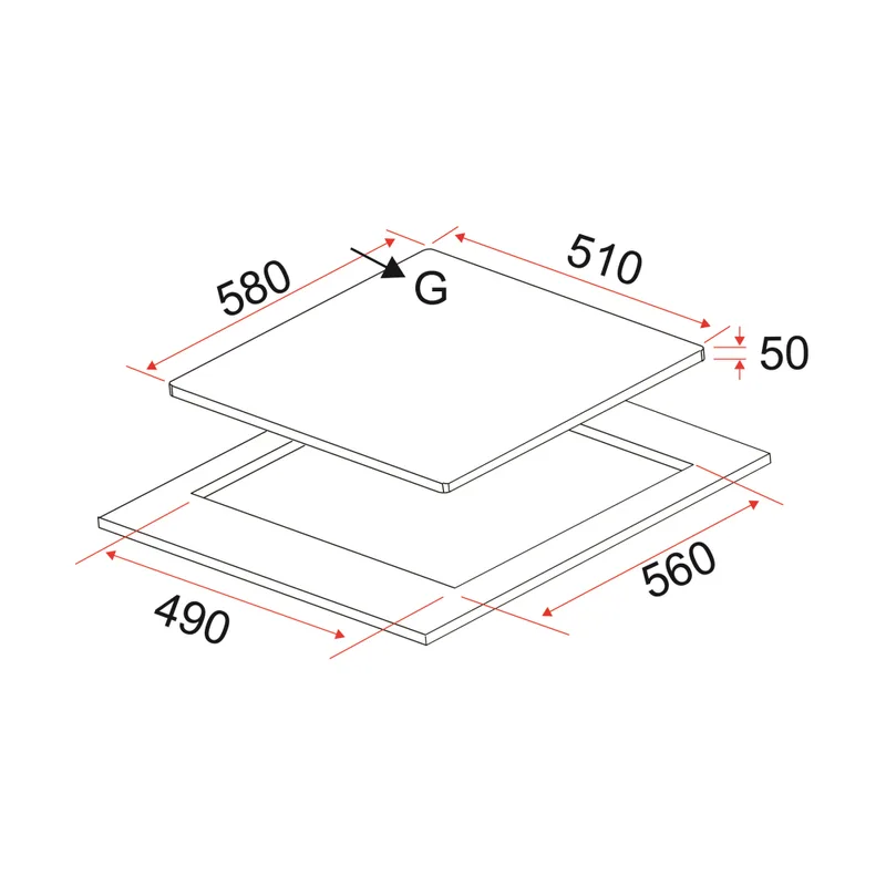 Gas Hob 58CM - HB AG 360 VS A