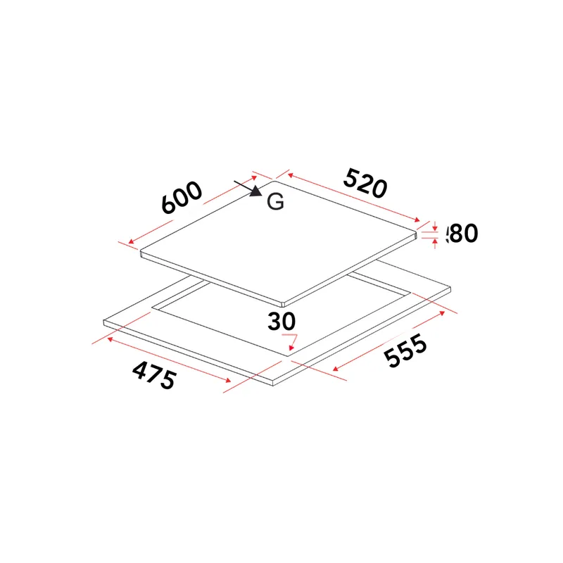 Gas Hob 60CM - EFH 6530 WT VGB