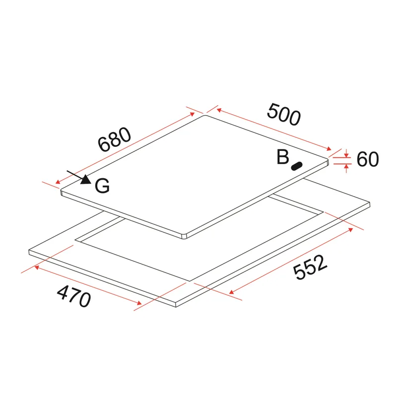 Gas Hob 68CM - EFH 3760 TN VSB
