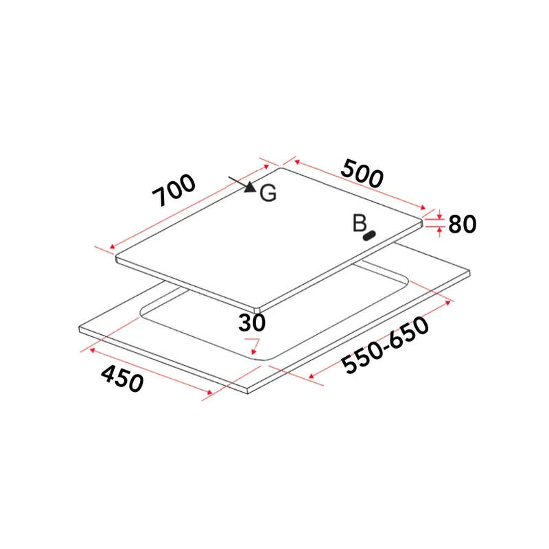 Gas Hob 70CM - EFH 7520 WT VGB