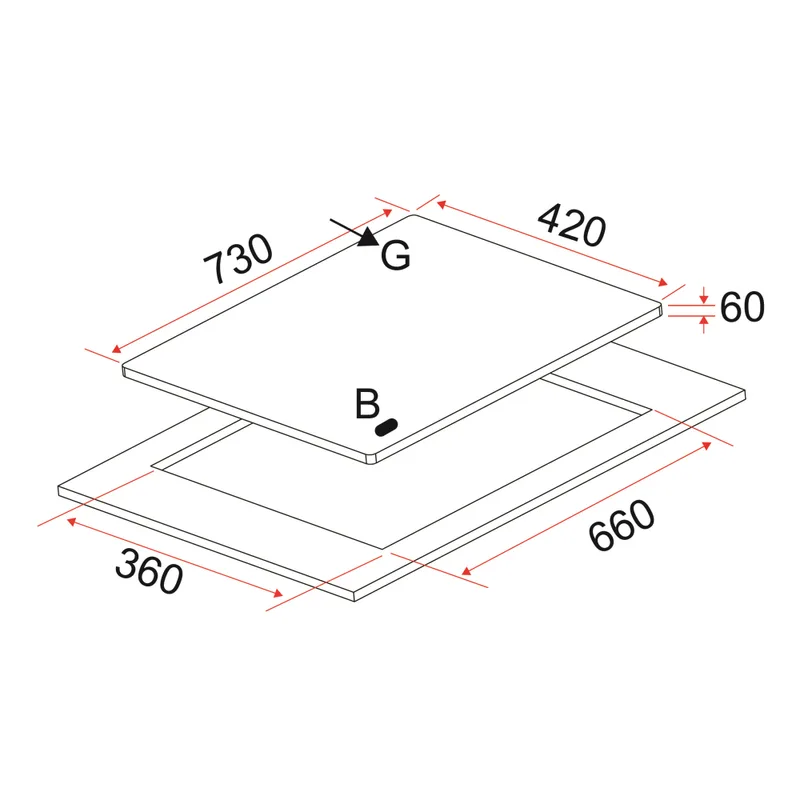 Gas Hob 73CM - EFH 7630 TN VGB