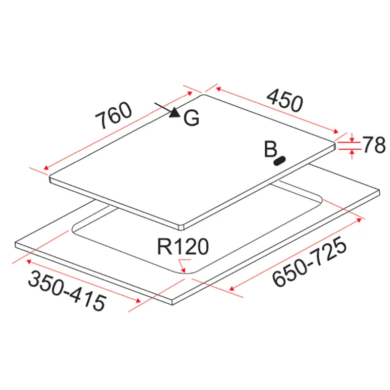 Gas Hob 76CM - EFH 2763 WT VSB