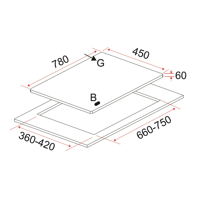 Gas Hob 78CM - EFH 3763 TN VSB