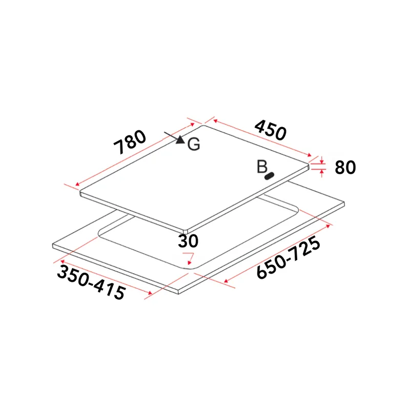 Gas Hob 78CM - EFH 7627 WT VGB