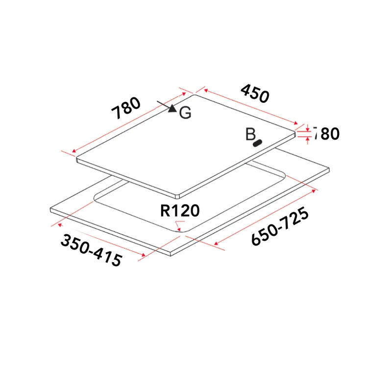 Gas Hob 78CM - EFH 7628 WT VGB