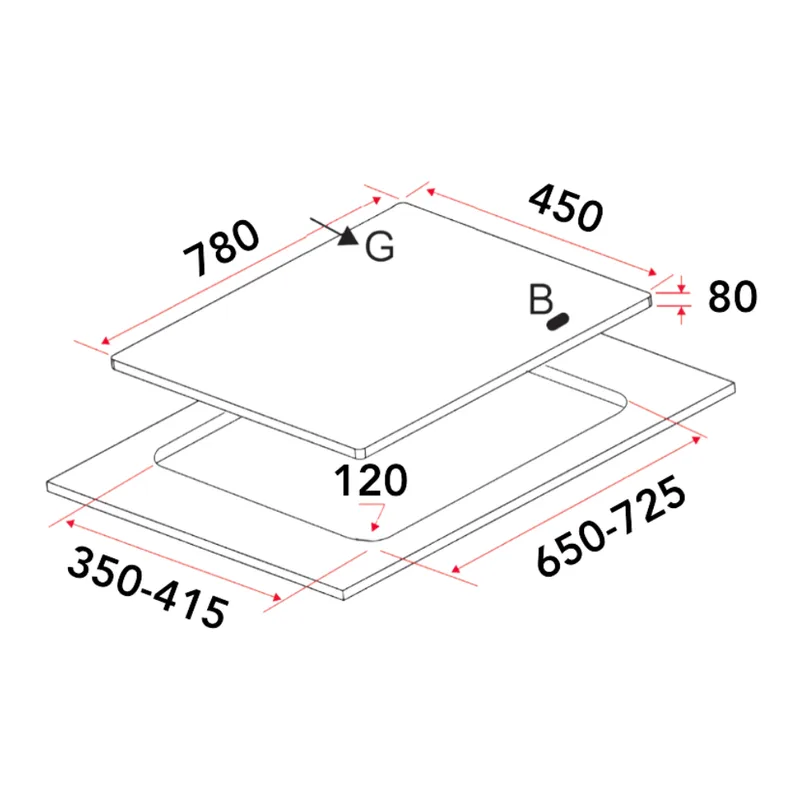 Gas Hob 78CM - EFH 7636 WT VGB - MG