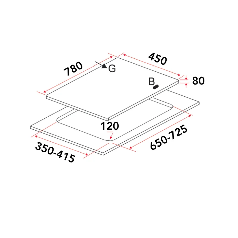 Gas Hob 78CM - EFH 7636 WT VGB
