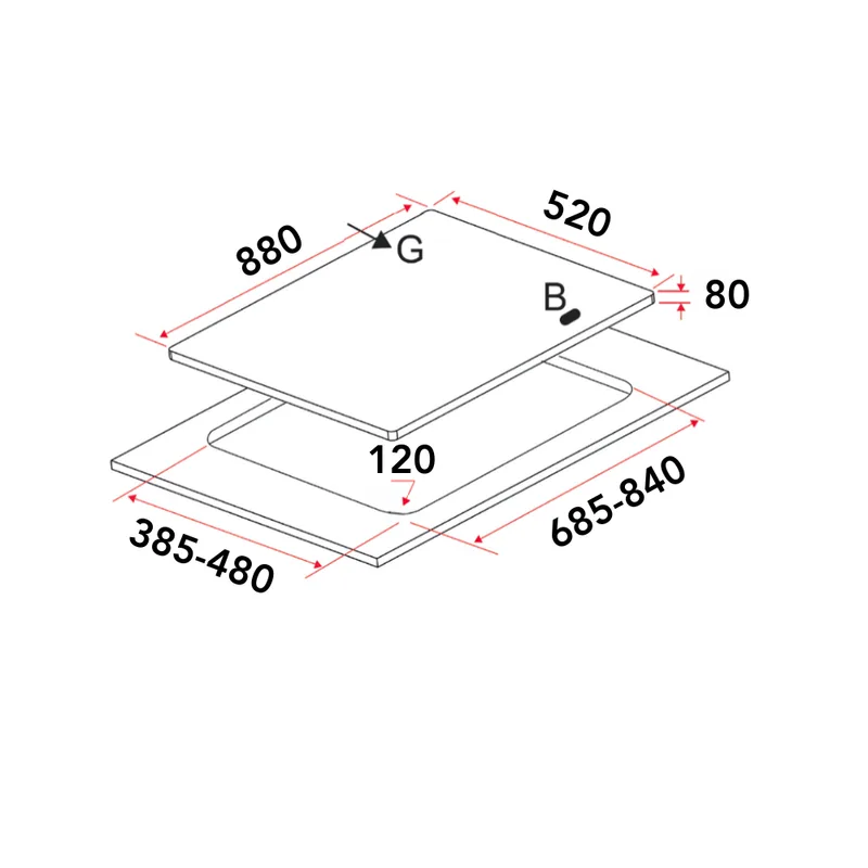 Gas Hob 88CM - EFH 9734 WT VGB