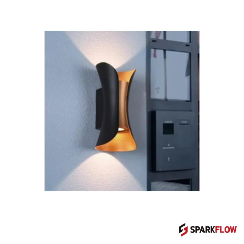 WL-W7201 Wall Light — Black + Gold · 10W · Warm White (3000K)