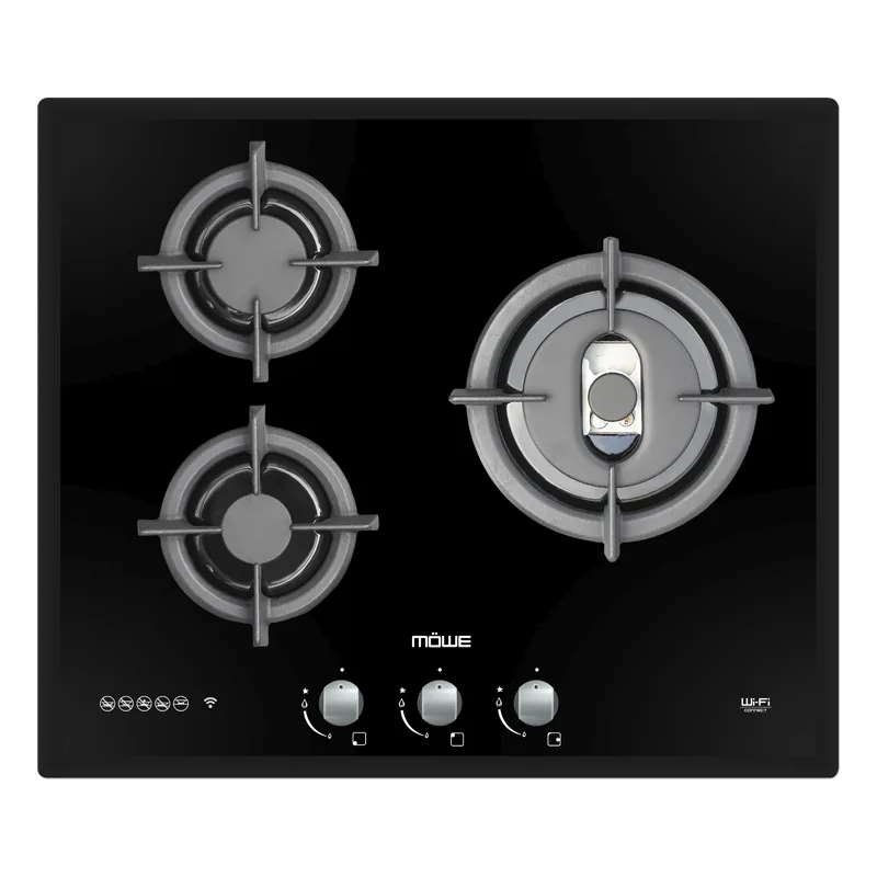 60cm Wi-Fi Hob with 3 Burners Glass