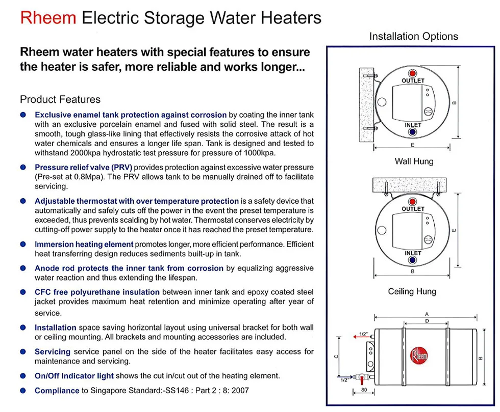 Rheem EHG Series Storage Water Heater