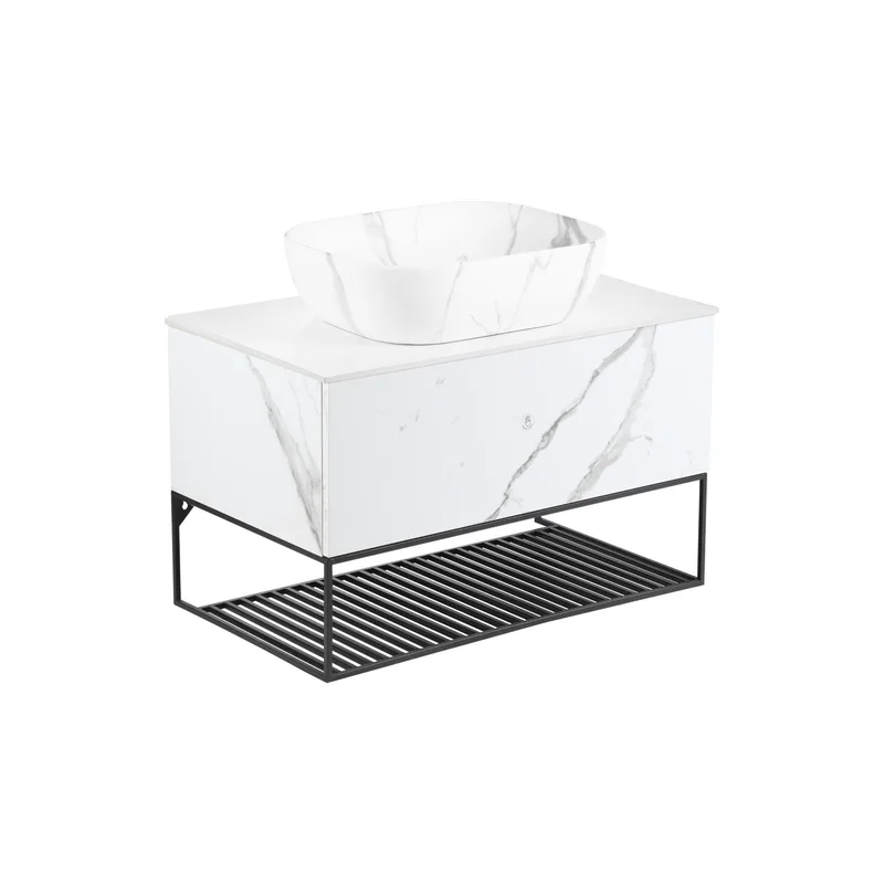 Press-To-Open Vanity Cabinet 80cm | Countertop Basin