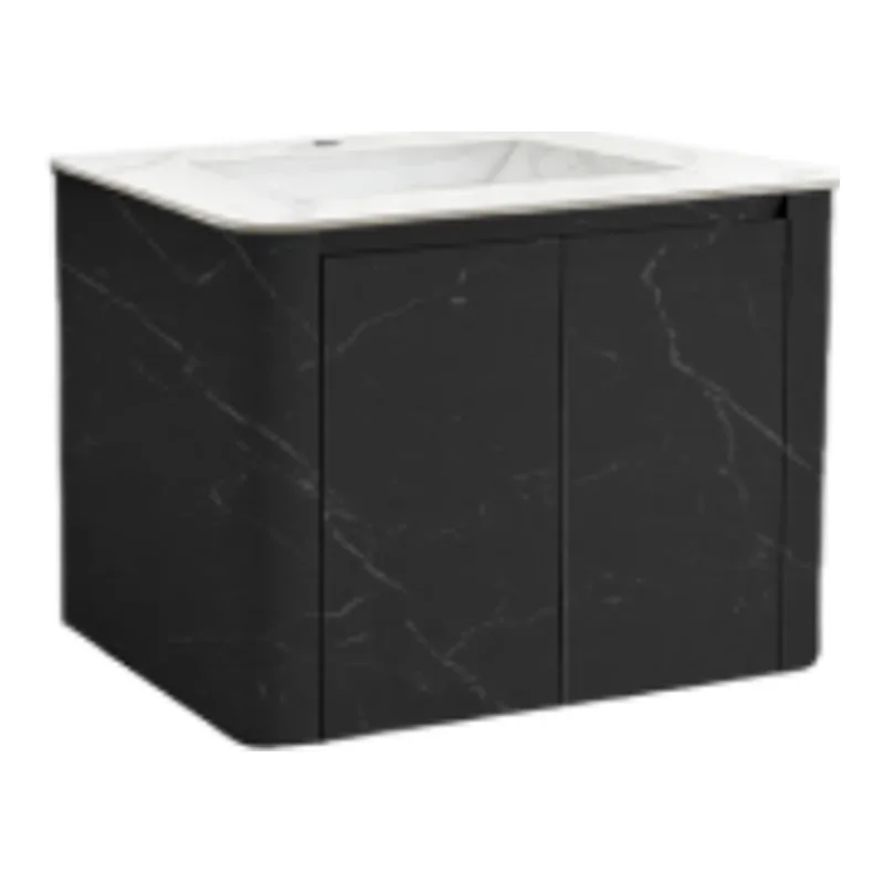 Vera VC.6005BM Curve Double Door Vanity Cabinet - Black Marble